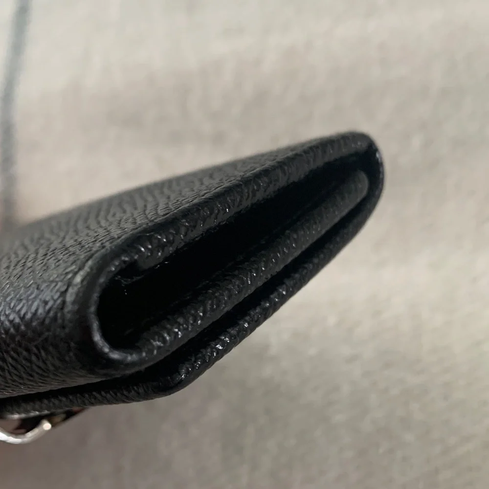 BVLGARI Key Holder Black Textured Leather